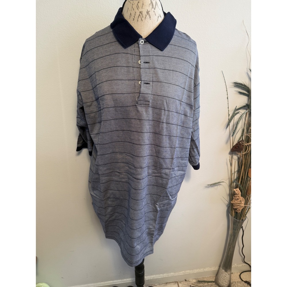 Vintage Polo Golf Ralph Lauren Mens Pima Cotton Houndstooth Striped‎ Polo Shirt